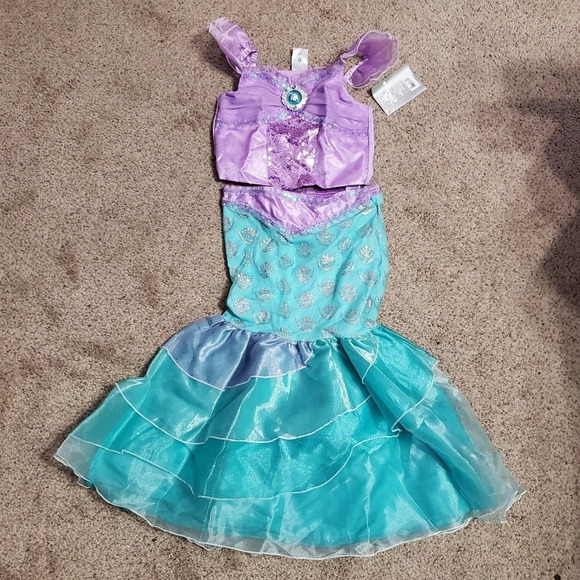 Disney Store The Little Mermaid Princess Ariel Halloween Costume 7/8 top 9/10 - Picture 2 of 14